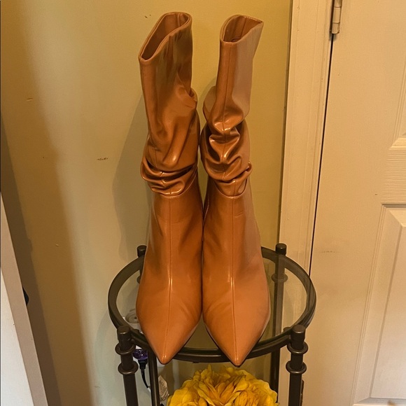 Jeffrey Campbell Guillo Tan Leather Slouchy Women's Stiletto Boots - Picture 2 of 9